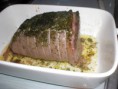 rôti de bœuf et sa croûte de miel persillé