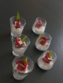 verrine de mousse d'artichaut et magret de canard au chèvre