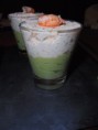 verrine avocat, boursin,écrevisse